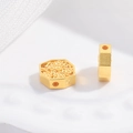 Golden hexagon hollow flower spacer bead for DIY jewelry making with floral carving - Hexagonal Floral Style (Style C)