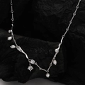 Collier en argent S925 avec perles raffinées et breloques en zircone scintillantes - Argent 925 / Or Blanc