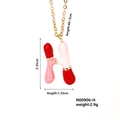 Two-tone pink and red letter H pendant necklace with golden trim and 45cm chain - Letter H Style (N00906-H)