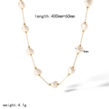 Elegant heart-shaped pearl necklace with gold chain, 400mm length and 8mm pearl size - Heart Pearl Necklace (TN3407)