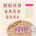 Amandelvormige plaknagels met roze verloop, zilveren 3D-texturen en manicure-kit - Gradiënt Roze Paars Vloeibaar Metaal Textuur (1XC1-13497) / 24 Stuks/Doos