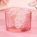 Pink crystal stones in a cylindrical glass oil diffuser with soft floral background - Without Essential Oil / Pink Crystal Stone Cup Set