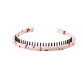 Beige floral headband with red pattern and inner comb teeth for secure hair styling - 127 Pattern-White Red