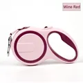 Guinzaglio retrattile rosa e bordeaux per cani con impugnatura ergonomica e gancio - 3 Metri / Borgogna