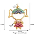 DIY colorful zircon girl pendant with gold plating and multicolored micro-set gemstones - Cartoon Girl Pendant (M611537-Girl)