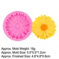 Pink sunflower silicone mold with yellow fondant flower and detailed dimensions - Sunflower Style(15-350) / Pink
