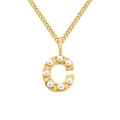 Elegant gold stainless steel chain necklace featuring a pearl-studded letter C pendant - Letter C / Gold