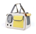 Breathable pet carrier bag in yellow and beige canvas with mesh windows and storage pocket - Standard / Single Shoulder Crossbody Style / Yellow