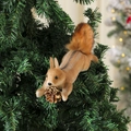 Detail of creative foam squirrel ornament with pine cone on green Christmas tree branch - Style 9 (32x8x14cm)