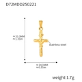 18K gold plated stainless steel cross pendant, sized 33.3mm by 14.0mm with dimensions - Classic Religious Cross Style (D72)