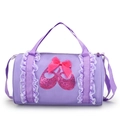 Purple girls ballet duffel bag with sequined shoes and white lace ruffles details - Purple (Short Lace Ballet Shoes)