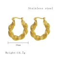 26mm gold twisted hoop earrings in stainless steel with a vintage textured finish - Gold Twisted Rope (G7)