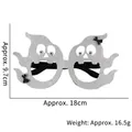 Glittery silver ghost Halloween glasses with black bow ties, size 18cm by 9.7cm - Ghost Cross Silver