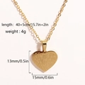 Titanium steel heart necklace in gold finish with 40+5cm chain length details - Textured Heart (Style 5)