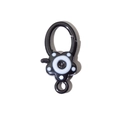 Black enamel floral spring ring clasp with white flower petals for DIY jewelry making - Black and White