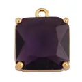 Gold-plated copper pendant with square purple zircon gemstone and prong setting - Purple/Square