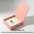 Pink book-style jewelry box with heart blue gemstone ring, size 10x3x10cm weight 59g - Specialty Paper / Pink/White Lining