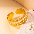Elegant gold double-layered chain open ring made of durable titanium steel for women - Gold 113