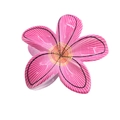 Frangipani flower hair claw clip in vibrant rose pink with white petal stripe details - UV Grid Plumeria [Rose Red]
