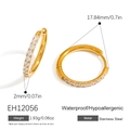 Goldene Creolen aus Titanstahl mit runden Zirkonia-Steinen und Maßangaben im Bild - Creolen Strass Stil (EH12056) / Gold