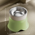 Elevated stainless steel pet bowl with a light green base, 14cm wide and 13cm high - Stainless Steel Green