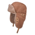 Braune Winter-Fliegermütze aus Wildlederimitat mit warmem Kunstfellfutter - Kaffeebraun
