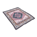 Detail of bohemian patterned flannel blanket showing ethnic geometric prints and soft texture - Pink Boho Totem