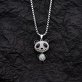 Schattige panda hanger ketting met zwarte en witte strassteentjes op zilveren parelketting - Volledige Strass Panda (60CM)
