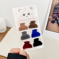 6er-Set mini beflockte Schmetterling-Haarklammern in Braun, Blau, Weinrot und Schwarz - Halbkreis Modell / 6er Set-2.6CM