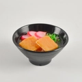 PVC Japanese Udon noodle model in black bowl with fried tofu, fish cake and scallion detail - Ham and Dried Tofu Noodles (No Keychain)