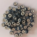Black pavé crystal large hole beads with silver metal core for DIY jewelry making - Ink Blue
