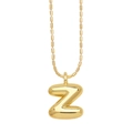 Minimalist gold balloon style letter Z pendant necklace with polished ball chain - Letter Z