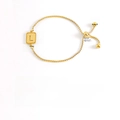 Adjustable 18K gold plated stainless steel bracelet featuring letter L square pendant - Gold L