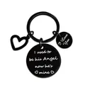 Black stainless steel heart keychain with I used to be his Angel engraving gift - I used to be his Angel (XYY036) Black