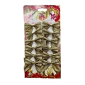 Set of 12 glittering gold Christmas tree bows ornaments for festive holiday decoration - 12 Pieces/Pack (Card Pack) / Glitter Gold