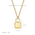 Polished gold padlock pendant necklace featuring engraved letter S on a fine chain - Letter S