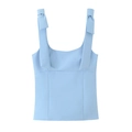 Detailed view of light blue camisole top featuring decorative shoulder ribbon bows - XS / Light Blue