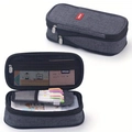 Large capacity dark grey canvas pencil case with multi-layer storage compartments - 600D Black