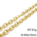 Collana a catena O in acciaio inossidabile dorato da 10mm, 450mm, peso 81g - Collana Oro (450x10mm)