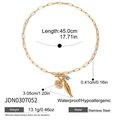 Gouden roestvrijstalen evil eye halsketting met OT-sluiting en productafmetingen - Goud-Paperclip Ketting (Zonoog/Vis Hanger)