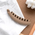 Minimalist matte coffee brown vertical banana hair clip with secure claw tooth design - Khaki