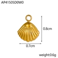 Detailed view of small gold shell charm for DIY jewelry with size and weight dimensions - Gold Shell Accessory (AP41505D0W0)
