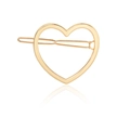Elegante pinza para el pelo dorada con forma de corazón y acabado de metal pulido - Corazón Hueco Dorado