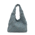 Sac cabas en jean gris-bleu avec motif de losanges et bords francs structurés - Bleu Clair Matelassé Diamant
