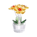 Exquisite crystal ornament featuring three yellow flowers in a clear faceted pot - Heart Flower-Golden