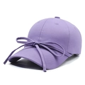 Chic lavender purple baseball cap for women with a stylish ribbon bow decorative accent - Purple