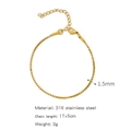 18K gold plated stainless steel chain bracelet with adjustable link for women - Box Chain (ZHSLG31)