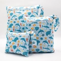 Three-piece set of blue ocean print waterproof diaper bags for baby travel storage - BF145 Ocean Creatures