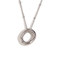 Chic silver balloon pendant necklace in stainless steel with textured irregular ring - Steel-Letter O