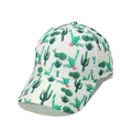 Close-up of white baseball cap with green cactus pattern and six-panel cotton texture - White Cactus Style (S)